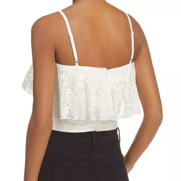 Aqua off white /white ruffle lace summer top size small - Picture 2 of 12